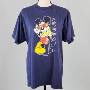 Velva Sheen Vintage 90s Disney‎ Mickey Mouse Minnesota T-Shirt | Adult Large